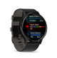Venu 3 Slate stainless steel bezel with black case and black leather band - 010-02784-52- Garmin
